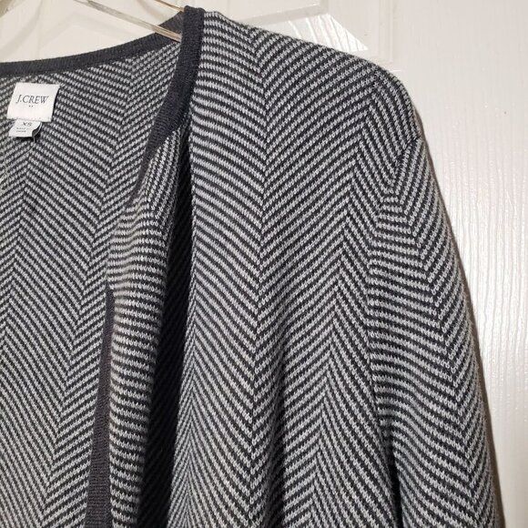 J Crew Factory Vanessa Sweater Jacket Herringbone Gray Open Cardigan Womens XS - Picture 2 of 9